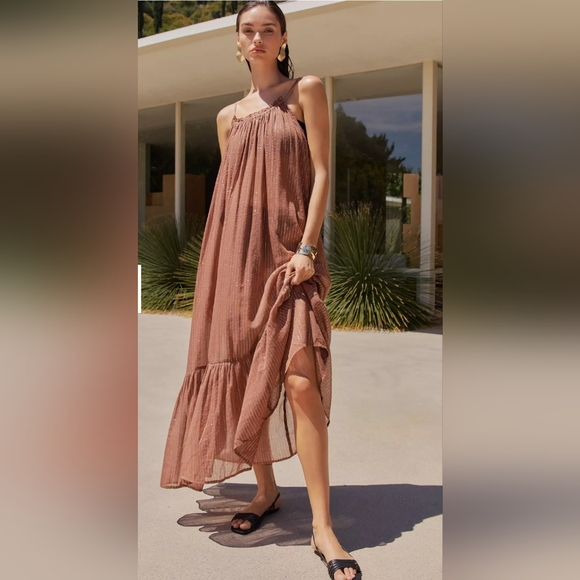 Anthropologie NWT sheer summer dress/ swimsuit cover up. Low scoop back Size L - Picture 3 of 10